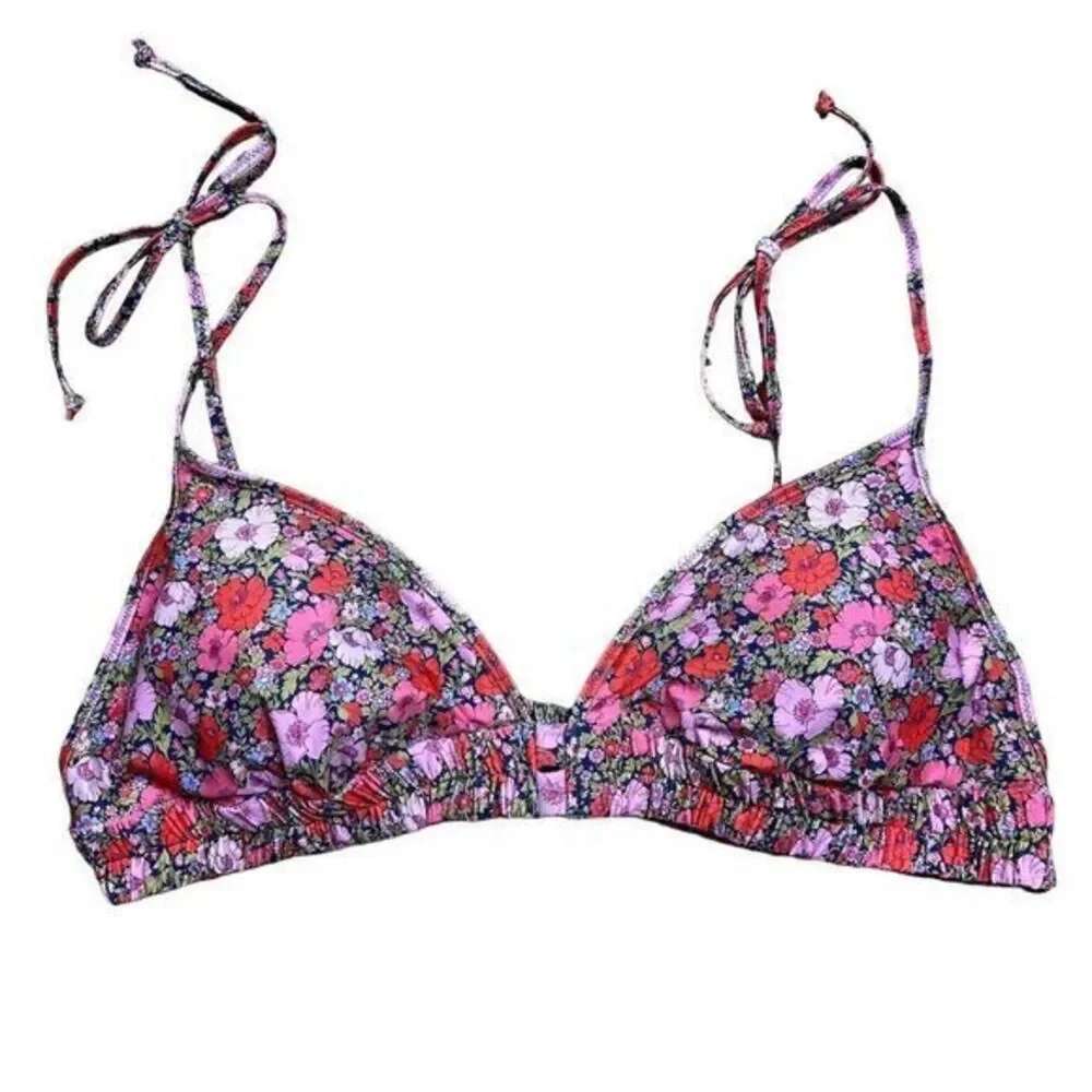 NWT J. Crew Women's 2X‎ Tie-shoulder Ruched Bikini Top Liberty Meadow Song